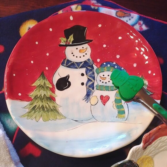 EUC Vintage Christmas Snowman Plates & Placemats Bundle + - Picture 5 of 7